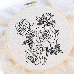 バラの刺繍パターン 花の刺繍パターン 花の刺繍 バラの手刺繍パターン pdf 即時ダウンロード