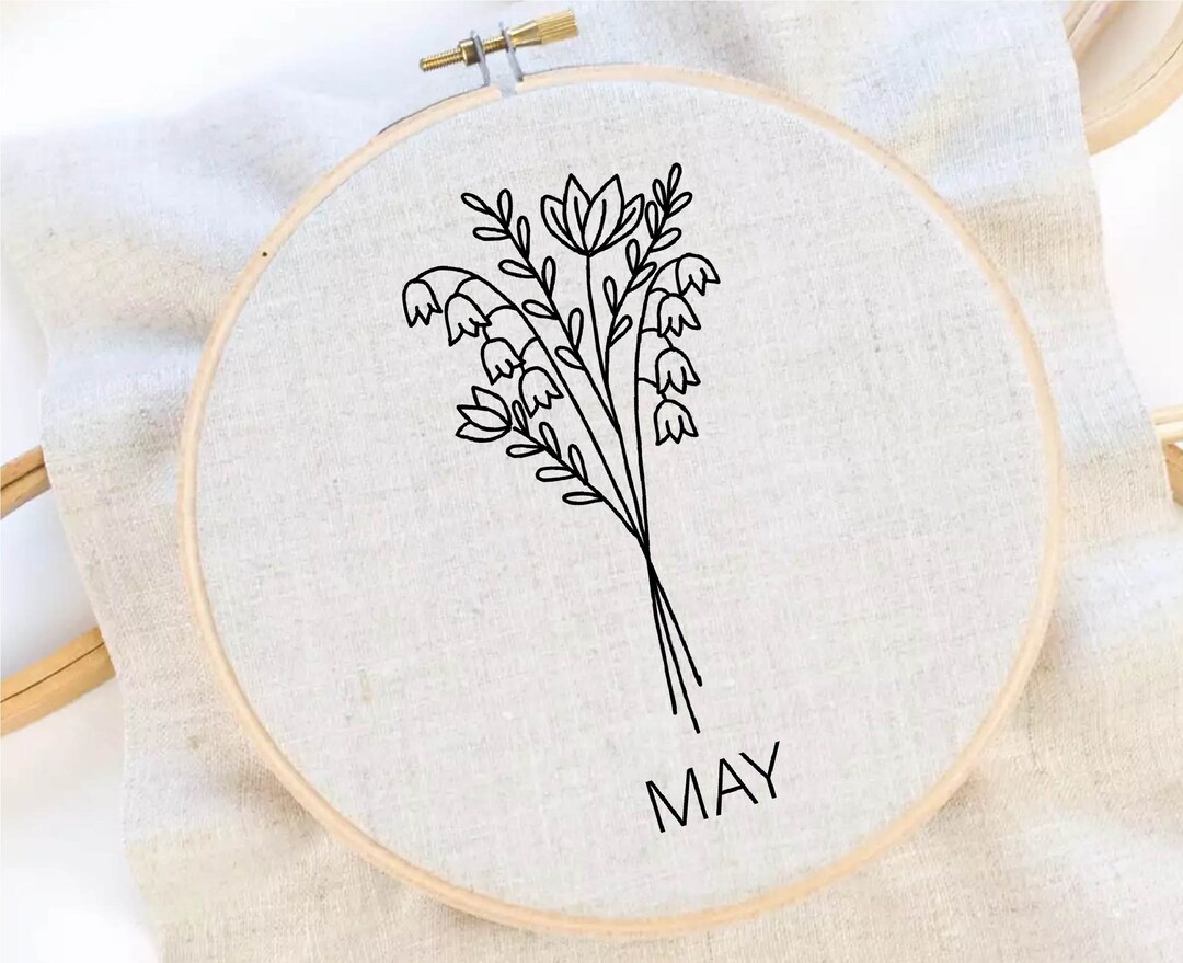 May Flower Pattern Birth Month Flower Embroidery Pattern May Flower Embroidery Lily of the ...