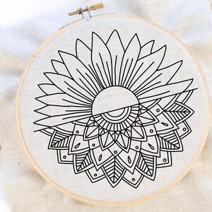 Sunflower Mandala Embroidery Pattern Flower Hand Embroidery Pattern Mandala Art embroidery pattern PDF