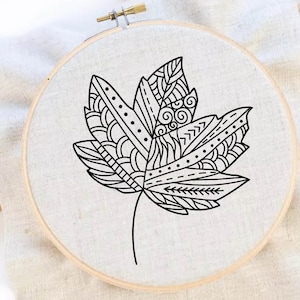 Herbst Blätter Handstickerei Ahornblatt Stickerei Botanisches Stickmuster Pflanzenstickmuster PDF