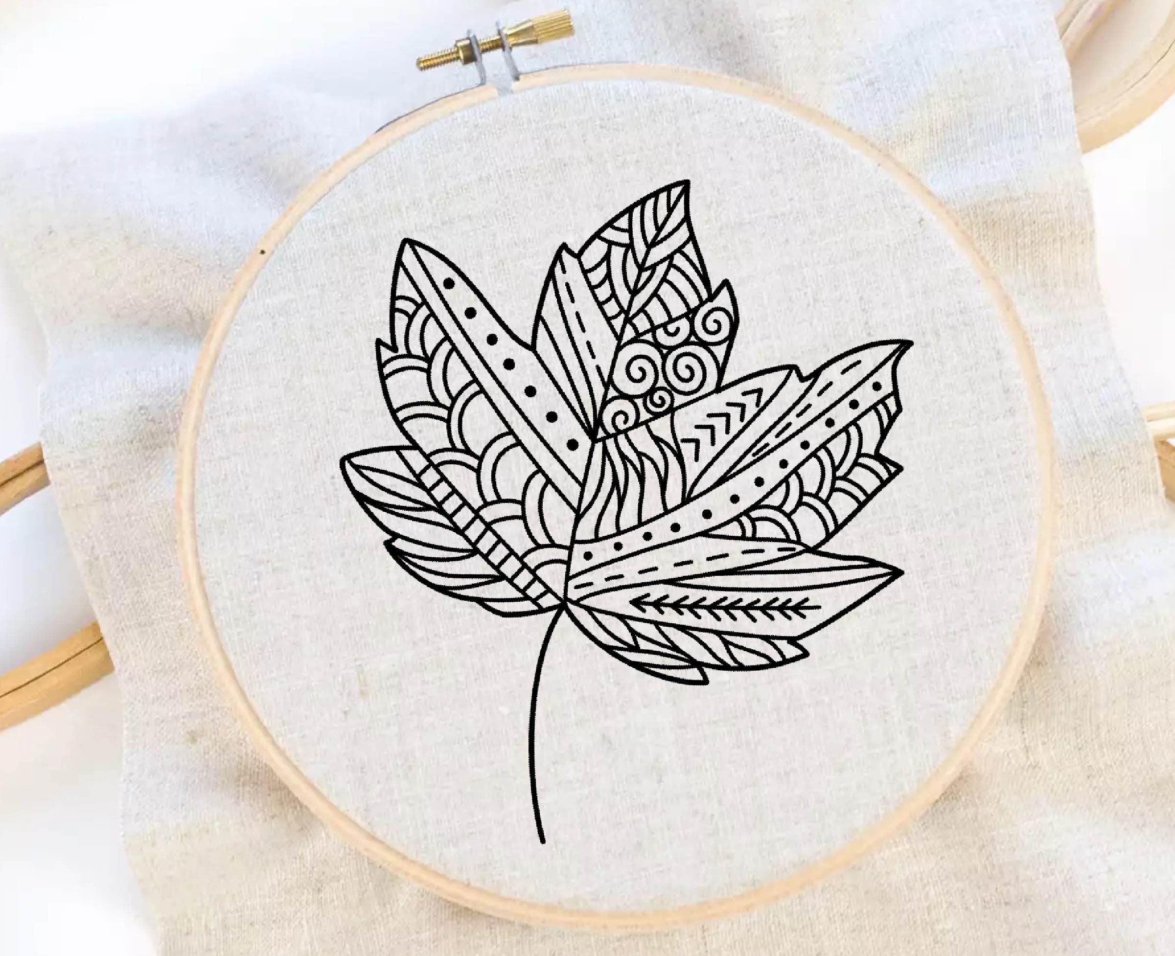 Autumn Leaves Hand Embroidery Pattern Maple Leaf Embroidery Botanical ...