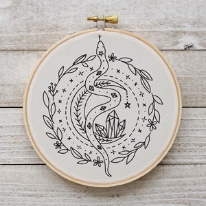 Snake Embroidery Pattern Whimsical Embroidery Crystal Pattern Snake Hand Embroidery Pattern Embroidery PDF