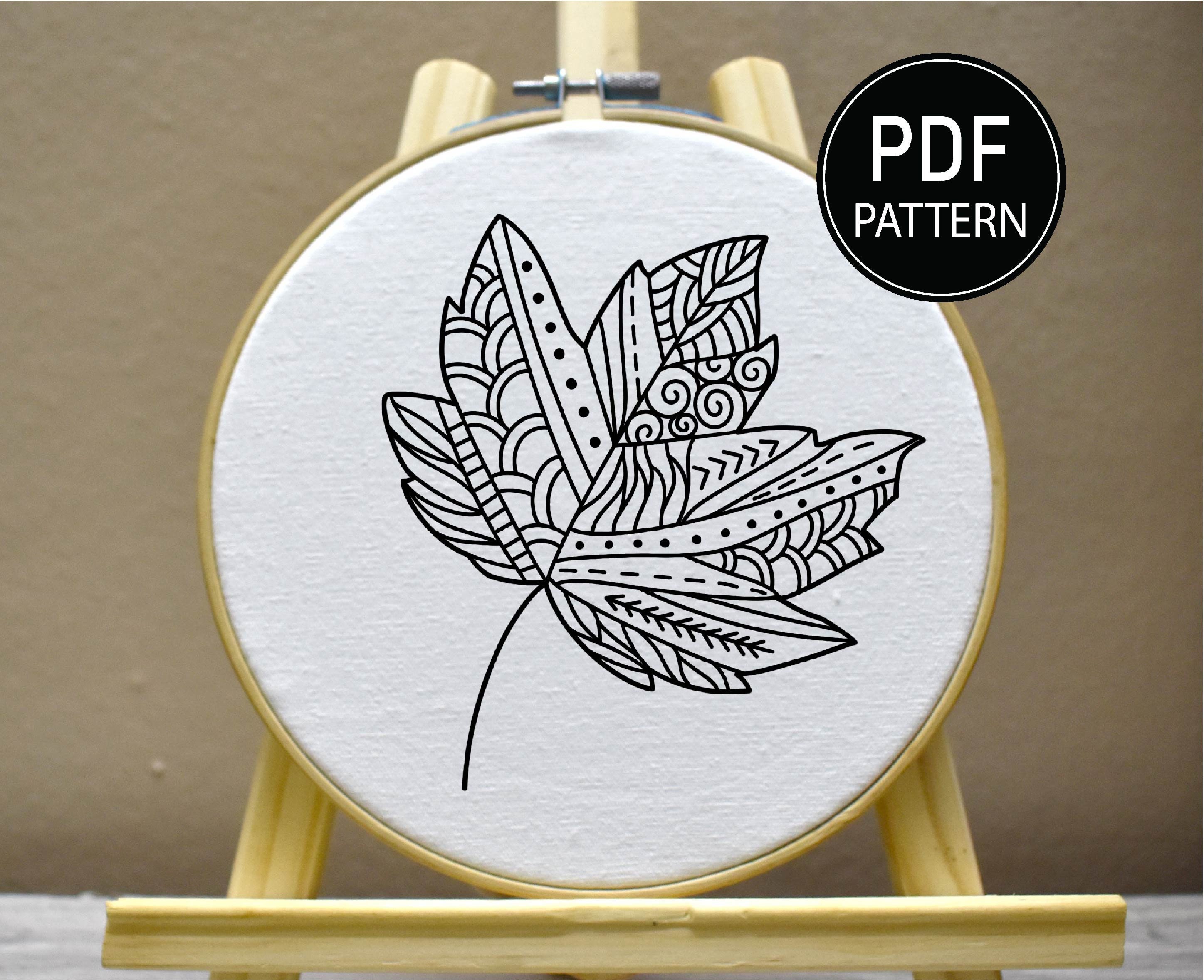 Autumn Leaves Hand Embroidery Pattern Maple Leaf Embroidery Botanical ...