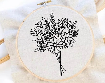 Flower Embroidery Pattern Bouquet Embroidery Floral Embroidery Pattern Flower Hand Embroidery PDF Instant Download