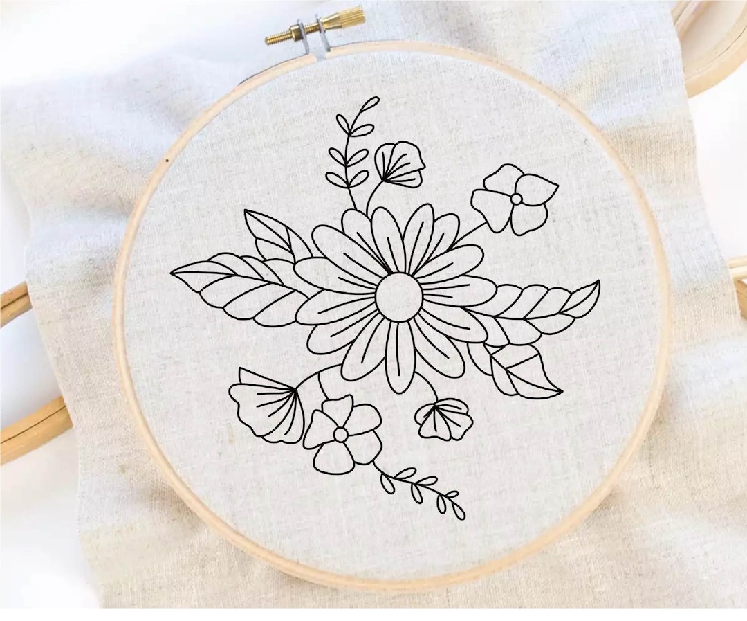 Flower Embroidery Pattern Floral Embroidery Pattern Flower - Etsy