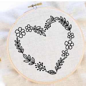 Flower Wreath Embroidery Pattern Flower Pattern Hand Embroidery Pattern Frame Embroidery Wreath Frame Embroidery Pattern Download