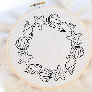Sea Shells Embroidery Pattern Summer Embroidery Pattern Sea Hand Embroidery Pattern Shell Embroidery PDF Instant Download
