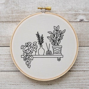 House Plants Embroidery Pattern Modern Embroidery Botanical Embroidery Pattern Home Plant Embroidery PDF Instant Download