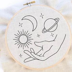Sun Moon Embroidery Pattern Moon Embroidery Celestial Embroidery Pattern Planet Hand Embroidery Pattern Sunny Embroidery Pattern Download