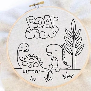 Dinasaur Embroidery Pattern Kid Hand Embroidery Pattern Cute Embroidery PDF Instant Download