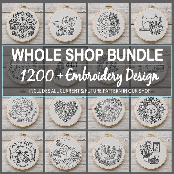 1200 + Handstickmuster Bundle, Access auf Lebenszeit, Stickerei Bundle Pack, Sonderangebot, Bundle Stickmuster, sofortiger Download