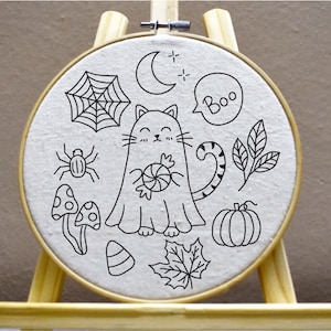 Halloween Embroidery Cat Embroidery Halloween Cat Embroidery Pattern Funny Embroidery Pattern Download