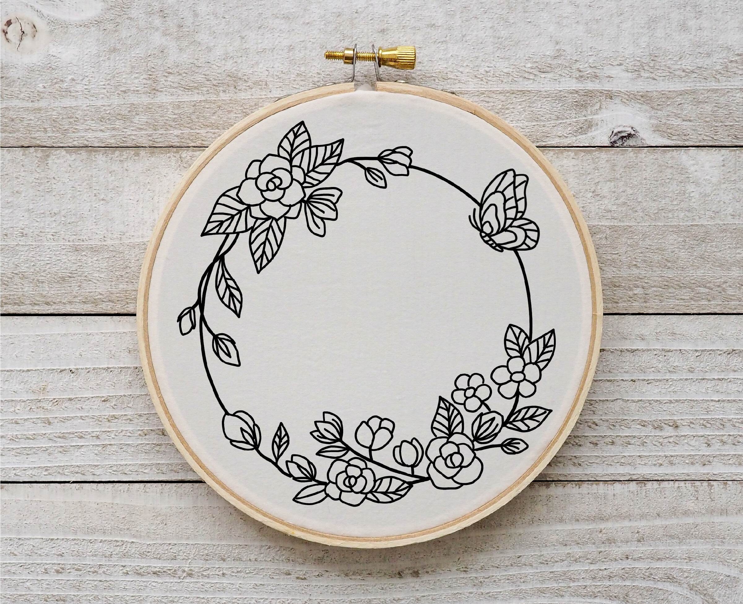 Butterfly Wreath Embroidery Pattern Flower Pattern Flower Frame ...
