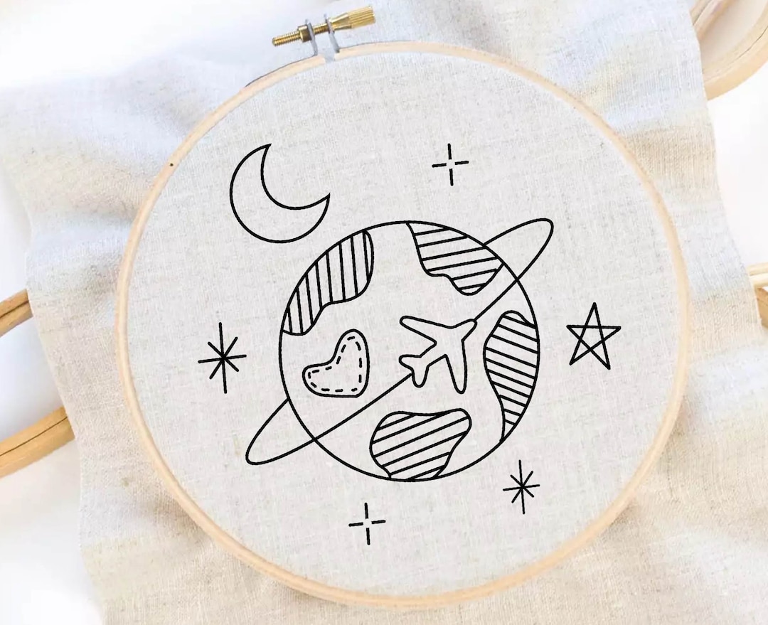 【amour様】planet3rd hand embroidery best Space #4 Embroidery Hoop Art With Planets, the Moon and a