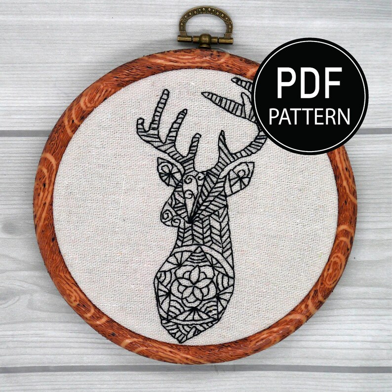 Deer Embroidery Pattern/line Art Embroidery/embroidery Kit Etsy