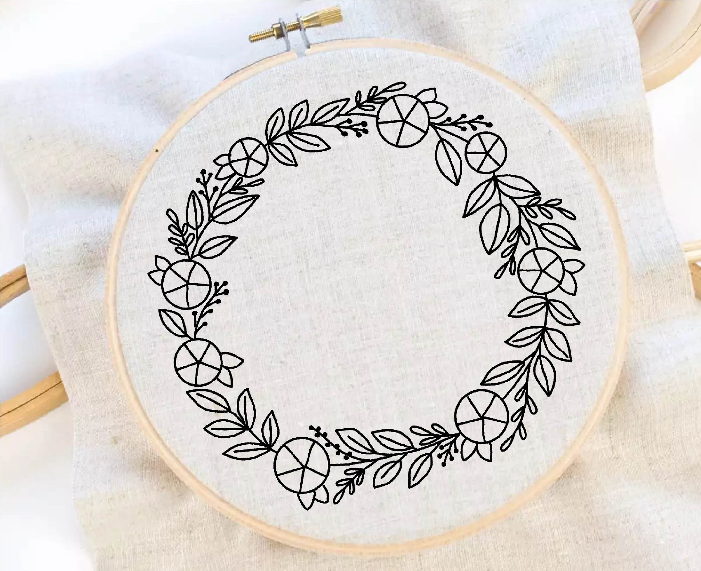 Flower Wreath Embroidery Pattern Flower Pattern Hand Embroidery Pattern ...