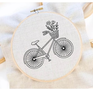 Fietsbloem borduurpatroon Zomer borduurwerk Fiets Handborduurpatroon Borduur PDF