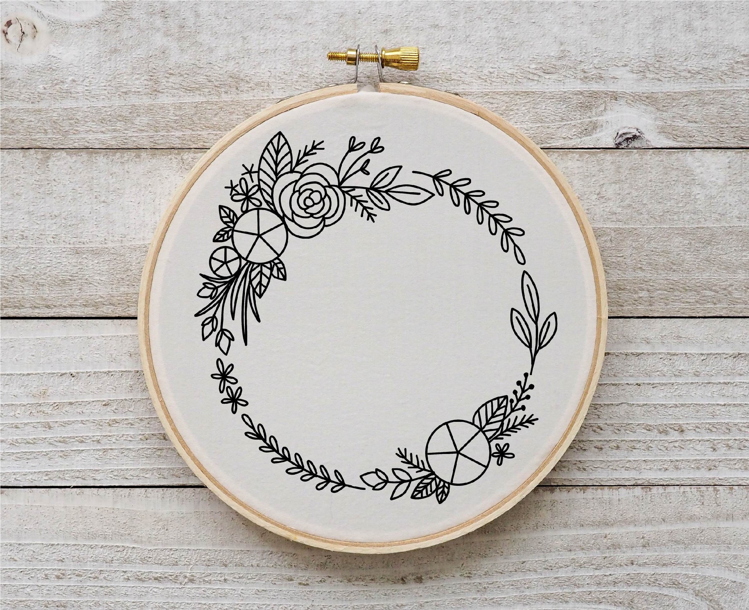 Wreath Embroidery Pattern Flower Pattern Hand Embroidery Etsy