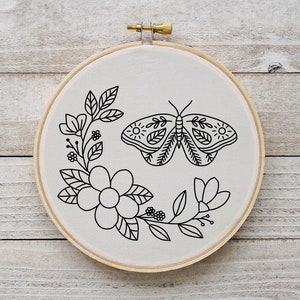 Flower Moth Embroidery Pattern Moth Embroidery Pattern Insect Hand ...