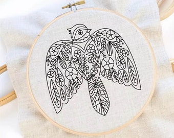 Bloem Vogel Handborduurpatroon Bloemborduurwerk Schattig vogelpatroon Bloemenborduurpatroon PDF