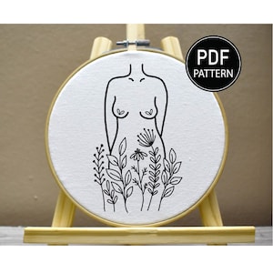 Feminist Embroidery Pattern Body Flower Embroidery Body Posivity Hand Embroidery Pattern Embroidery Pattern Download