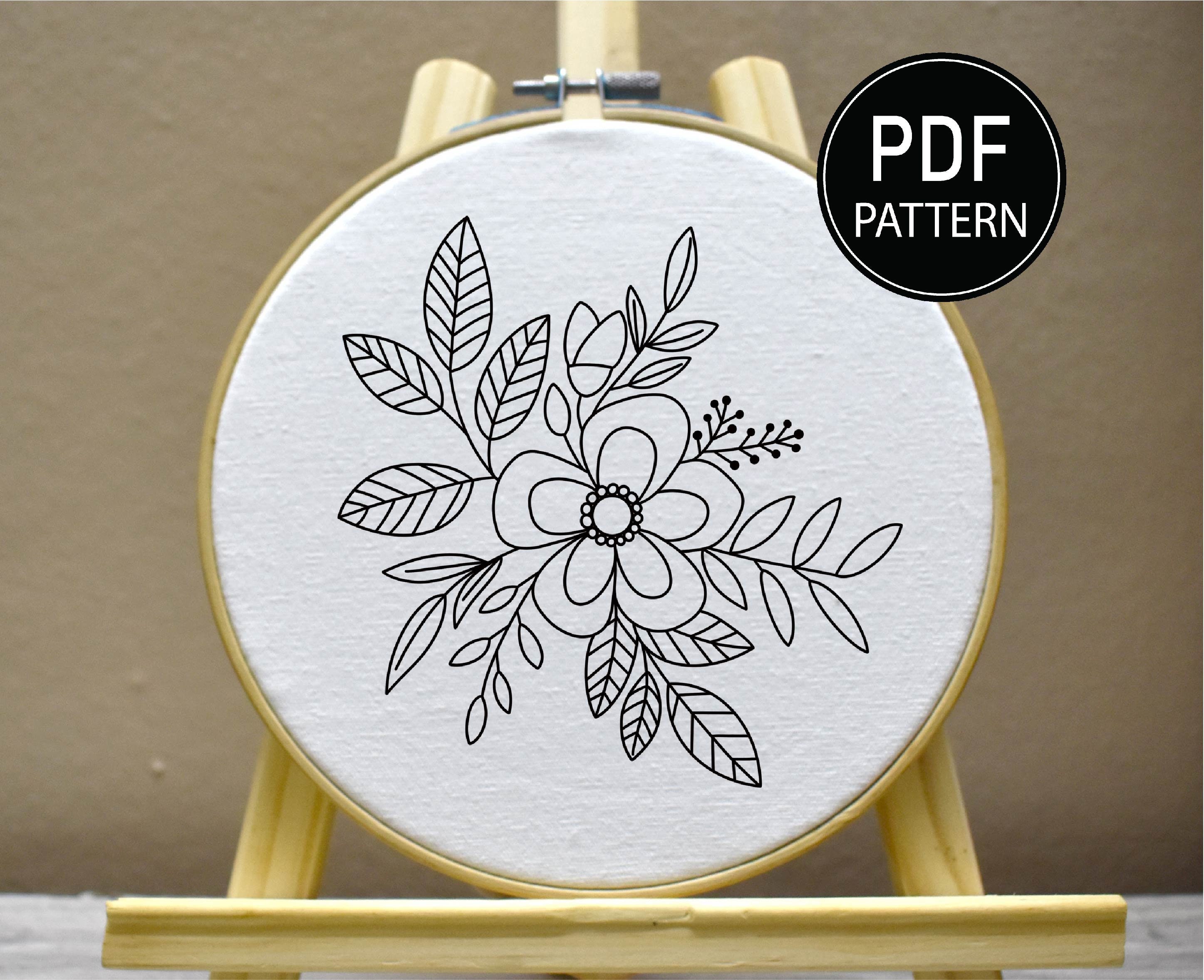 Flower Embroidery Pattern Floral Embroidery Pattern Flower Hoop Art Flower  Hand Embroidery Pattern PDF Instant Download 