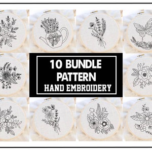 Bundle Set of Hand Embroidery Pattern Design - Embroidery Set - Flower Embroidery Bundle- Diy Embroidery