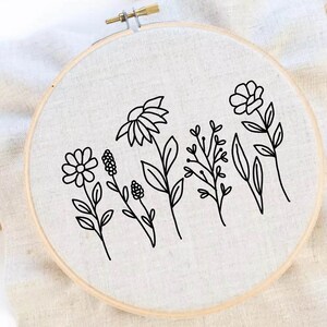 Padrão de bordado de flor selvagem Bordado de flores Padrão de bordado de flor selvagem PDF Download instantâneo