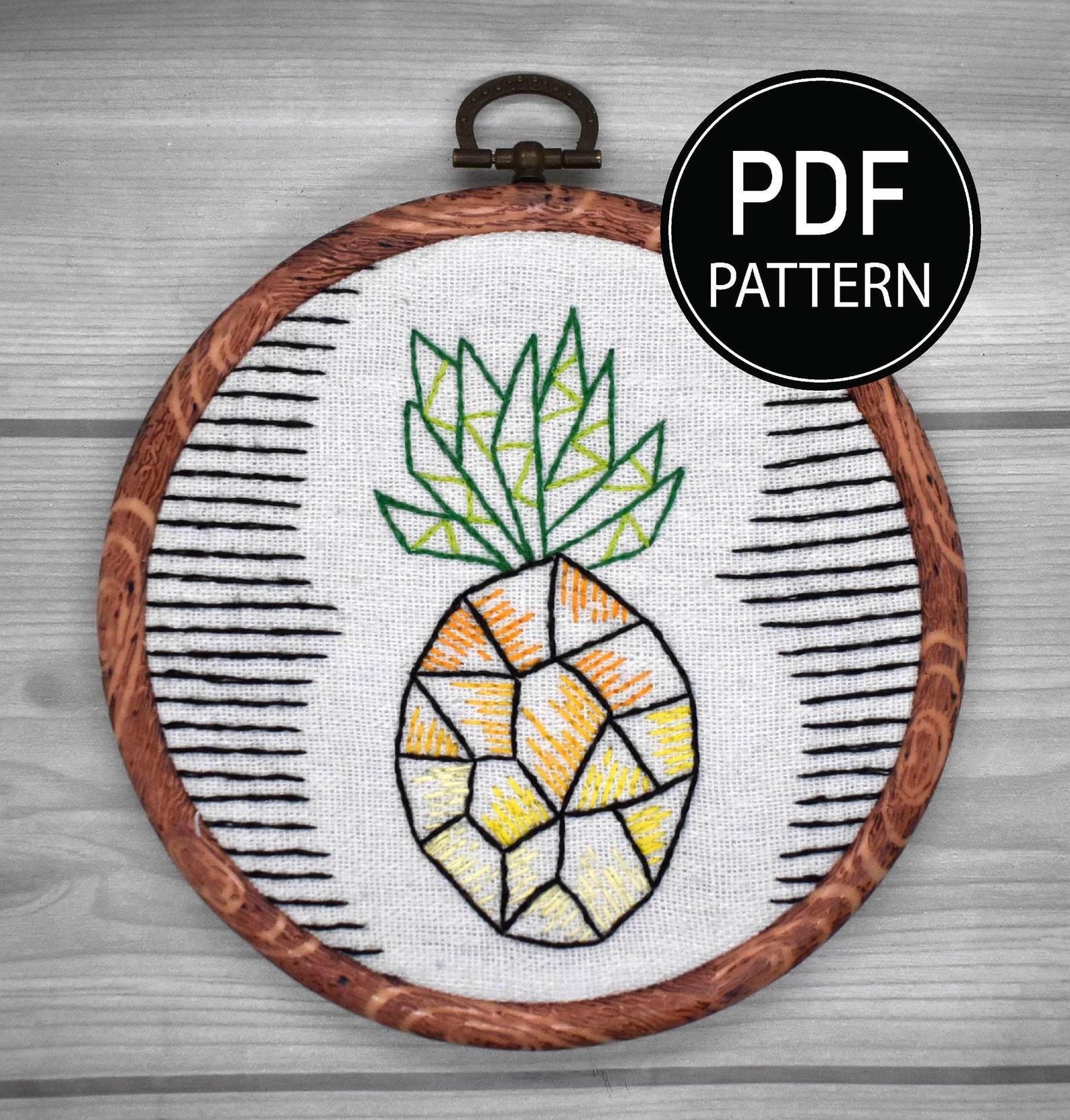 Pineapple embroidery patternpolygon embroidery kit pineapple  etsy Pineapple embroidery patternpolygon embroidery kit pineapple  etsy