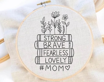 Mom Embroidery Pattern Mother Day Embroidery Book Flower Embroidery Pattern Words Hand Embroidery Instant Download PDF