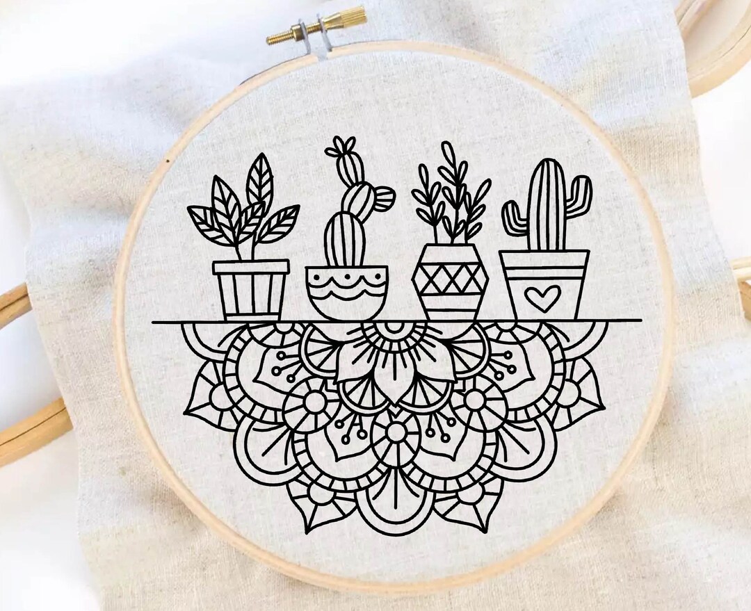 Cactus Mandala Embroidery Pattern Mandala Art Embroidery