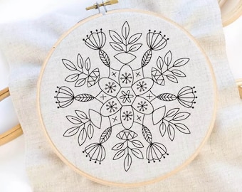 Modello di ricamo a mano con fiori di arte popolare Modello di ricamo con fiori di arte popolare Ricamo PDF