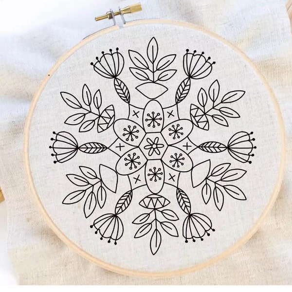 Folk Art Flower Hand Embroidery Pattern Flower Embroidery Pattern Folk Art Embroidery PDF