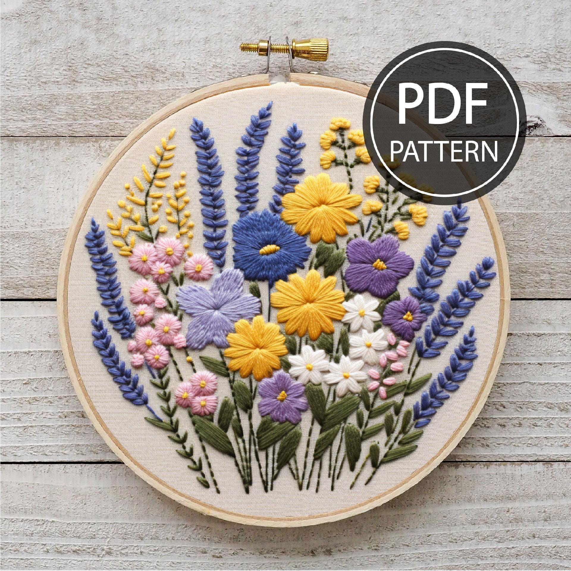 Wildflowers Embroidery Pattern Flower Bouquet Embroidery Blossom ...