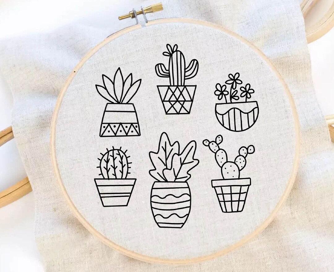 【GRAVER】Drawing Cactus Embroidery Round Knit cactus-embroidery-v0-
