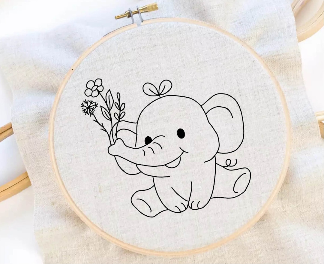 Baby Elephant Embroidery Pattern Cute Elephant Hand Embroidery Pattern