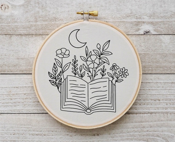 Hand Embroidery : Books lover Embroidery pattern  Embroidery for Begginers  - Let's Explore 