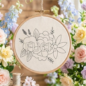 F*uk Blumen Stickmuster Stickmuster -FUCK Patten Stickerei Blumen Stickmuster F*ck Pattern Moderne Stickerei Stickmuster Download