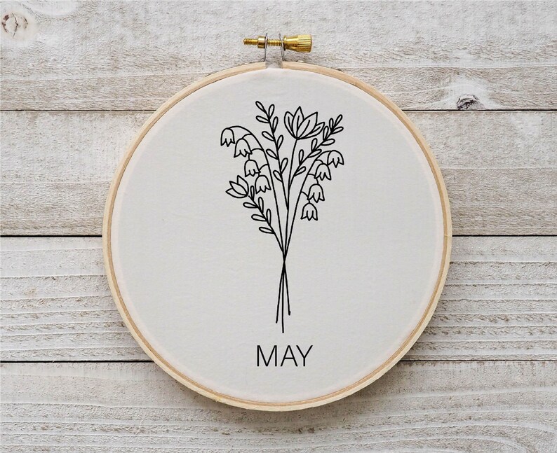 May Flower Pattern Birth Month Flower Embroidery Pattern May Flower Embroidery Lily of the ...