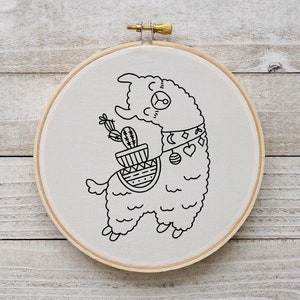 Cute Llama Embroidery Cactus Embroidery Alphaca Embroidery Pattern Hand Embroidery PDF