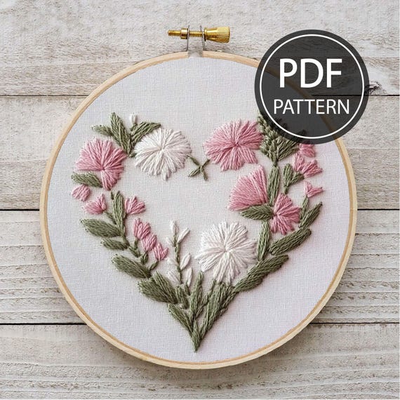 Love Hand Embroidery Pattern Mother Day Embroidery Valentine