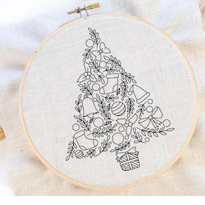 Christmas Tree Embroidery Pattern Christmas  Hand Embroidery Christmas Decor Embroidery Pattern Embroidery PDF