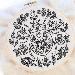Scarab Beetle Folk Art Embroidery Pattern Flower Beetle Embroidery Pattern Flower Insect Embroidery Insect Folk Art Embroidery Pattern PDF