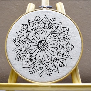 Patrón de bordado de mandala. Mandala bordado a mano. Patrón de bordado de mandala. PDF de bordado de flores.