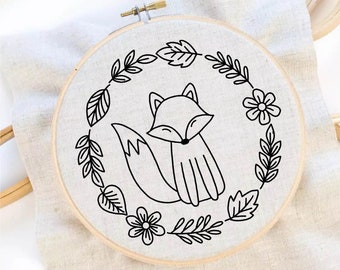Fox Hand Embroidery Pattern Printable Woodland Animal Digital ...