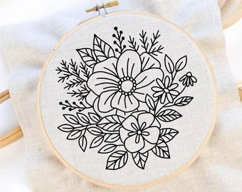 Flower Embroidery Pattern Bouquet Embroidery Floral Embroidery Pattern Flower Hand Embroidery PDF Instant Download