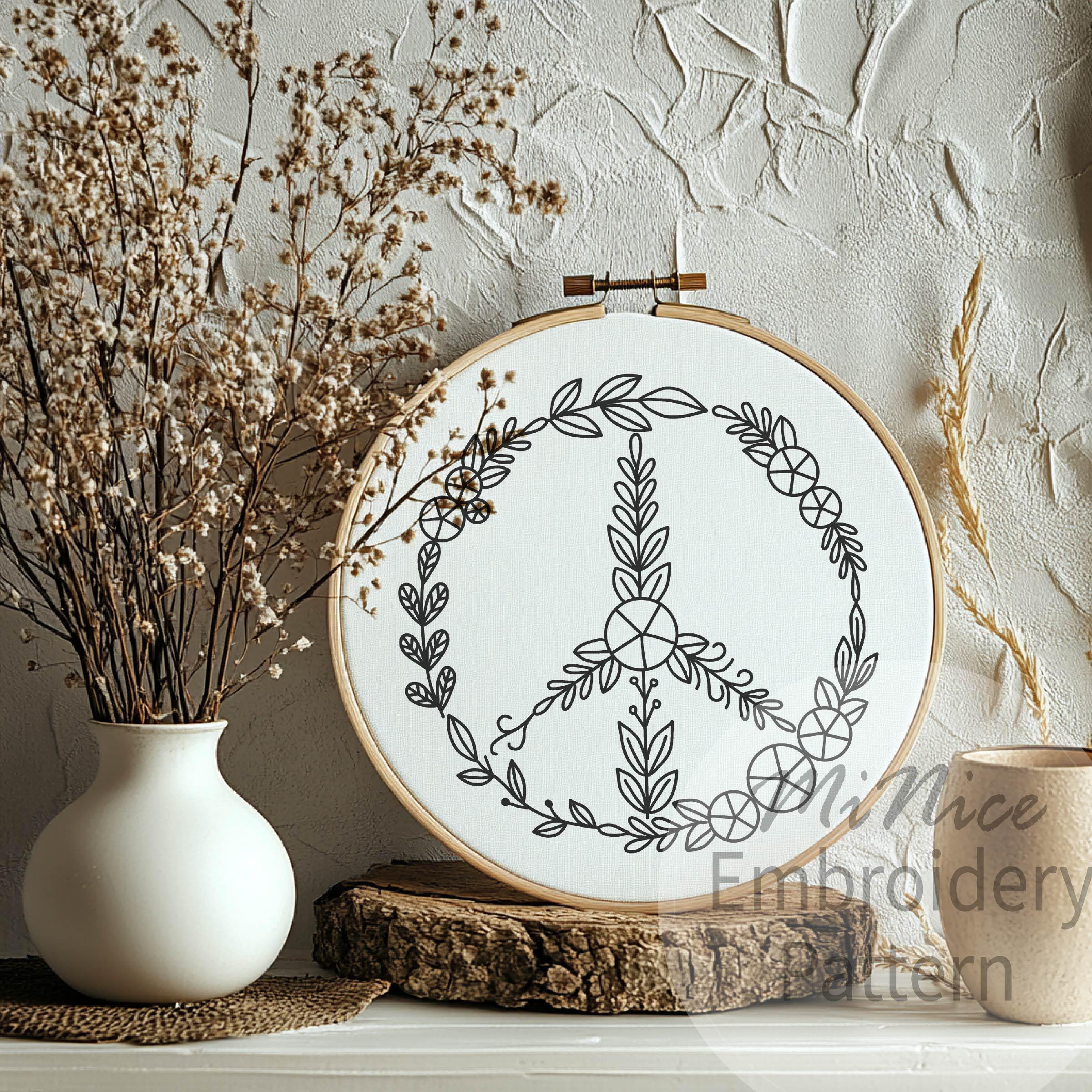 Peace Embroidery Pattern Peace Flower Embroidery Pattern Rose
