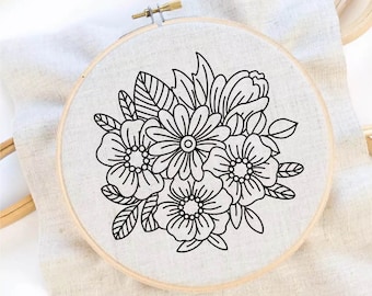 Flower Embroidery Pattern Bouquet Embroidery Floral Embroidery Pattern Flower Hand Embroidery PDF