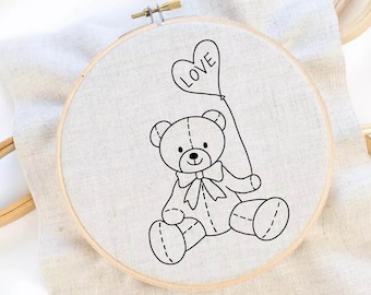 テディベアの刺繍パターン かわいいクマの手刺繍パターン 子供用刺繍