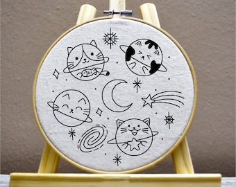 Stickdatei Katze Planet, Stickdatei Katze Planet, Stickdatei Cat Space